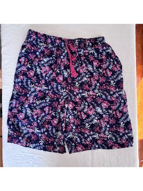 Izod Men’s Tropical Floral Pyjama Sleepwear Size Medium Elastic Tie waist